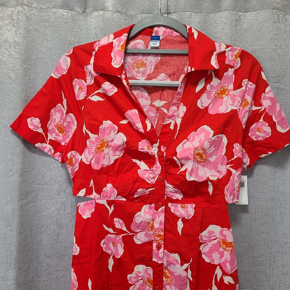Old Navy Cutout Midi Shirt‎ Dress NEW - Picture 3 of 11